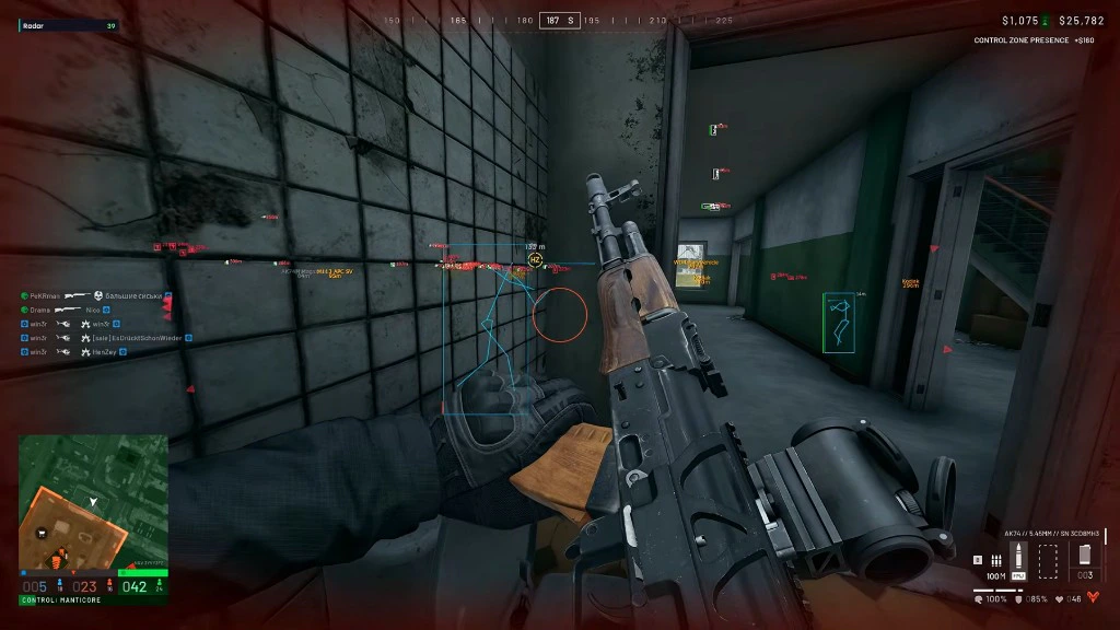 Wallhack skeletons with radar WARDOGS tiled room with blue skeleton wallhack and radar